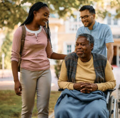 young woman visiting senior relative at nursing home 1200 776