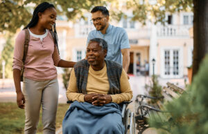 young woman visiting senior relative at nursing home 1200 776